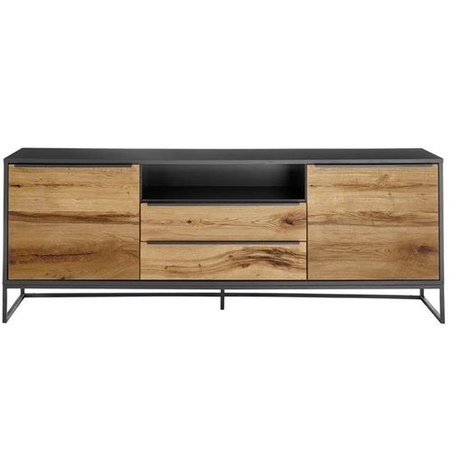 Meuble TV Coloris Anthracite /chêne - Longueur 184 X Hauteur 69 X Profondeur 40 Cm