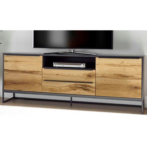 Meuble TV Coloris Anthracite /chêne - Longueur 184 X Hauteur 69 X Profondeur 40 Cm