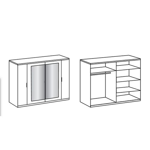 Chambre à coucher Adulte (lit 160x200 Cm + 2 Chevets + Armoire) coloris chêne poutre