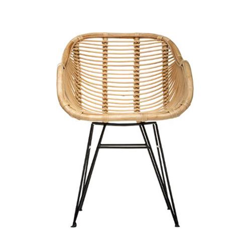 Lot De 2 Fauteuils Coloris Naturel En Rotin - Longueur 57,5 X Profondeur 59 X Hauteur 85,5 Cm