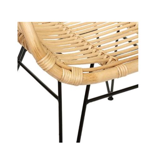 Lot De 2 Fauteuils Coloris Naturel En Rotin - Longueur 57,5 X Profondeur 59 X Hauteur 85,5 Cm