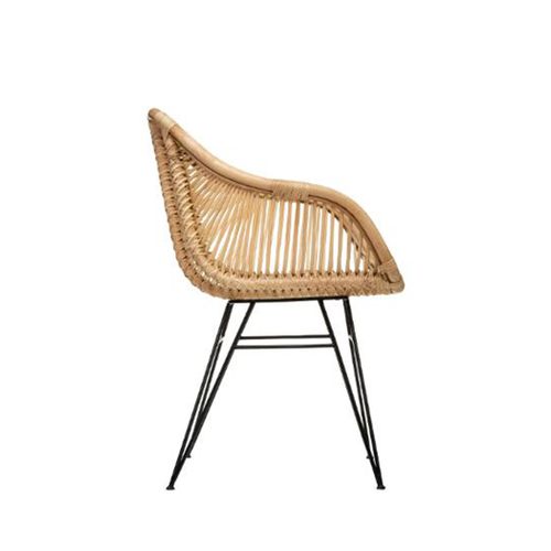 Lot De 2 Fauteuils Coloris Naturel En Rotin - Longueur 57,5 X Profondeur 59 X Hauteur 85,5 Cm