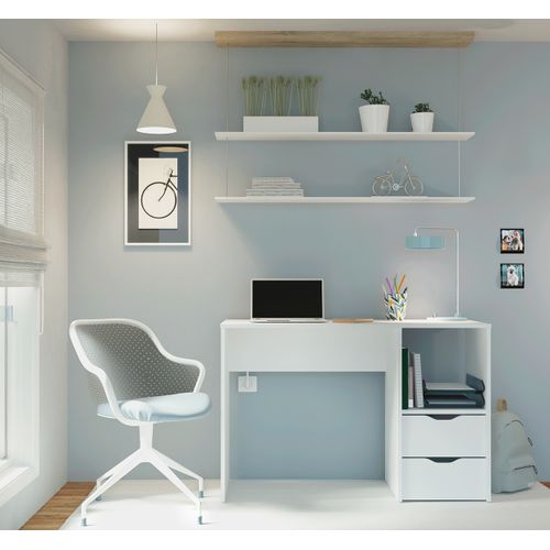 Bureau 2 Tiroirs Coloris Blanc - H. 76 X L. 115 X P. 50 Cm