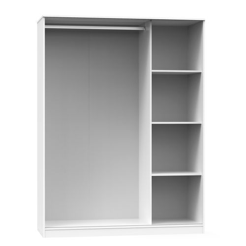 Armoire Avec 3 Portes Coulissantes Coloris Blanc - H. 200 X L. 150 X P. 55 Cm