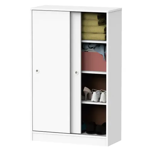 Armoire Avec 2 Portes Coulissantes Coloris Blanc - H. 120 X L. 74 X P. 33 Cm