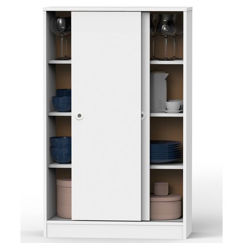 Armoire Avec 2 Portes Coulissantes Coloris Blanc - H. 120 X L. 74 X P. 33 Cm