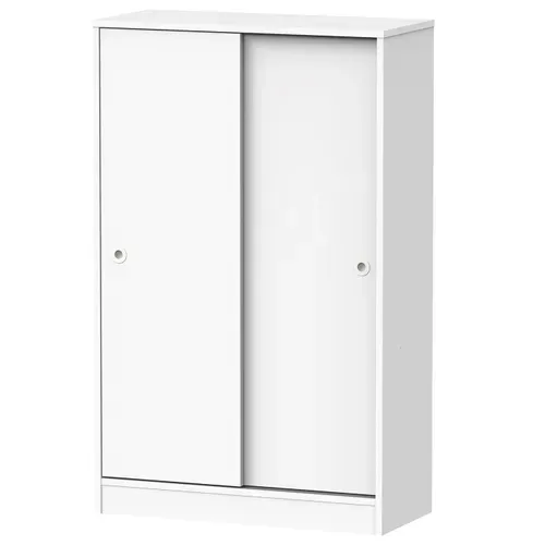 Armoire Avec 2 Portes Coulissantes Coloris Blanc - H. 120 X L. 74 X P. 33 Cm