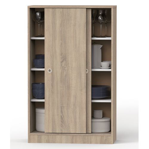 Armoire Avec 2 Portes Coulissantes Coloris Cambrian - H. 120 X L. 74 X P. 33 Cm