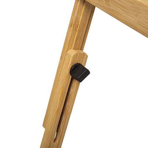 Plateau Repas Rectangle En Bambou Coloris Naturel Avec Pieds En Métal Noir.