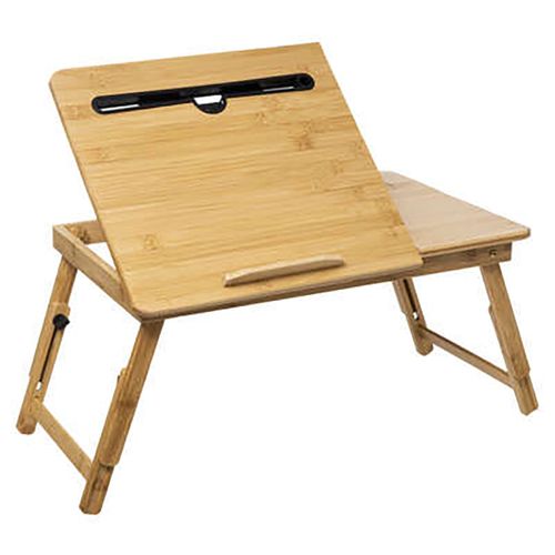 Plateau Repas Rectangle En Bambou Coloris Naturel Avec Pieds En Métal Noir.