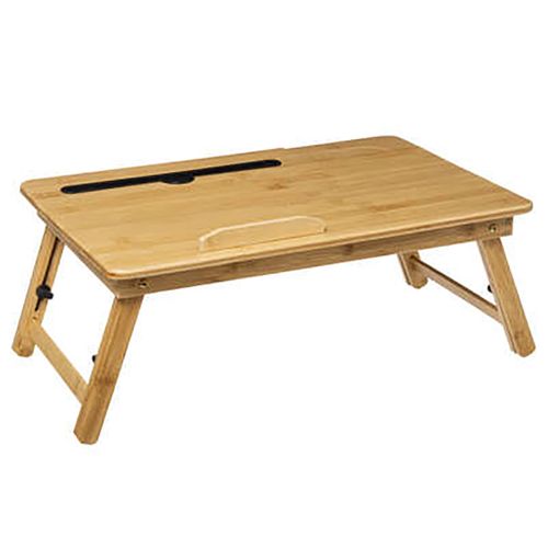 Plateau Repas Rectangle En Bambou Coloris Naturel Avec Pieds En Métal Noir.