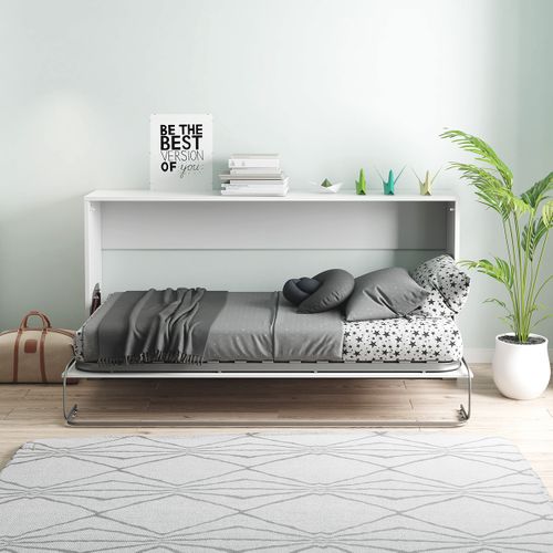Lit D'appoint Escamotable Coloris Blanc - Couchage L. 190 X Largeur 90 Cm