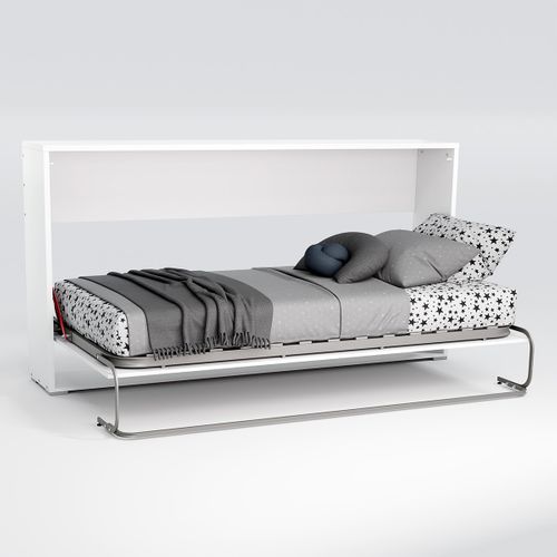 Lit D'appoint Escamotable Coloris Blanc - Couchage L. 190 X Largeur 90 Cm