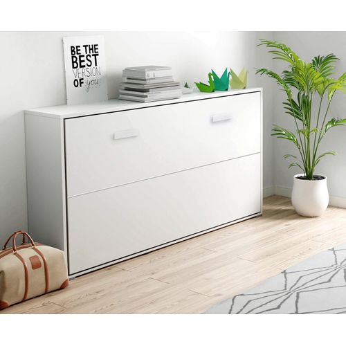 Lit D'appoint Escamotable Coloris Blanc - Couchage L. 190 X Largeur 90 Cm