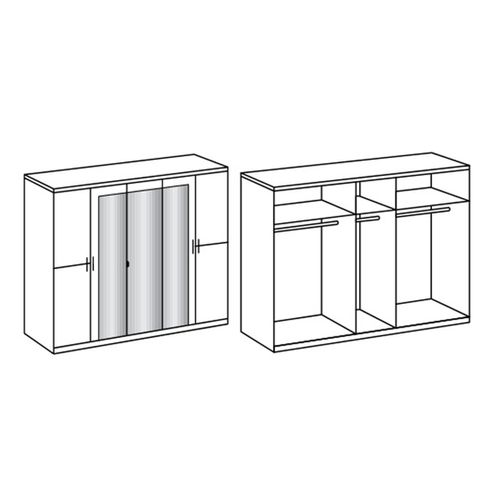 Chambre à coucher Adulte (lit 160x200 Cm + 2 Chevets + Armoire) imitation chêne poutre