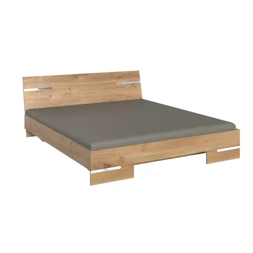 Chambre à Coucher Complète Adulte (lit 140x190 Cm + 2 Chevets + Armoire) imitation chêne poutre