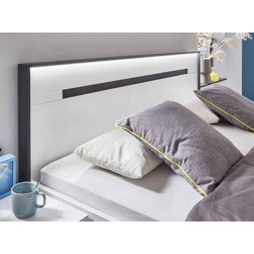 Lit Adulte Double 180x200 Cm King Size + 2 Chevets - L. 189 X H. 96 X P. 210 Cm