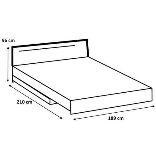 Lit Adulte Double 180x200 Cm King Size + 2 Chevets - L. 189 X H. 96 X P. 210 Cm