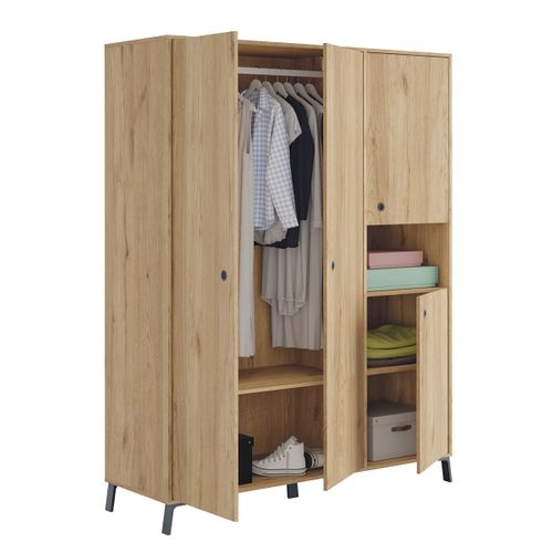 Chambre à Coucher Adulte Coloris Chêne Doré ( Armoire + 2 Chevets + Tête De Lit )