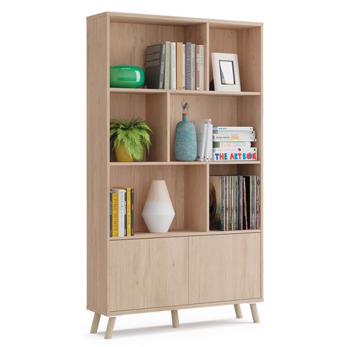Ensemble De Salon Coloris Effet Bois ( Meuble TV + Bibliothèque + Table Basse )