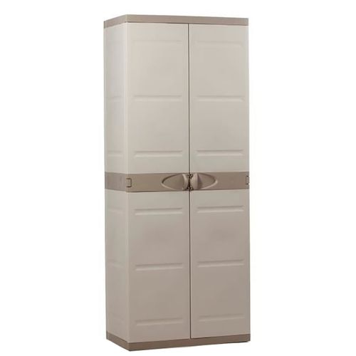 Armoire Meuble De Rangement 2 Portes, Intérieur/extérieur Coloris Beige - L. 70 X P. 44 X H. 176 Cm