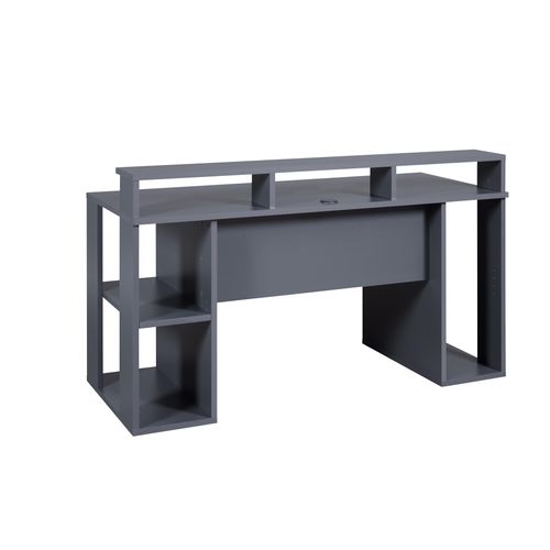 Bureau Gamer / Bureau Informatique En Bois Coloris Gris Anthracite - L. 160 X P. 91 X H. 67 Cm