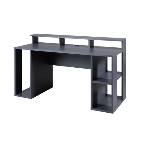 Bureau Gamer / Bureau Informatique En Bois Coloris Gris Anthracite - L. 160 X P. 91 X H. 67 Cm