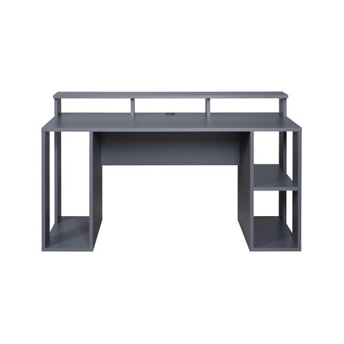 Bureau Gamer / Bureau Informatique En Bois Coloris Gris Anthracite - L. 160 X P. 91 X H. 67 Cm