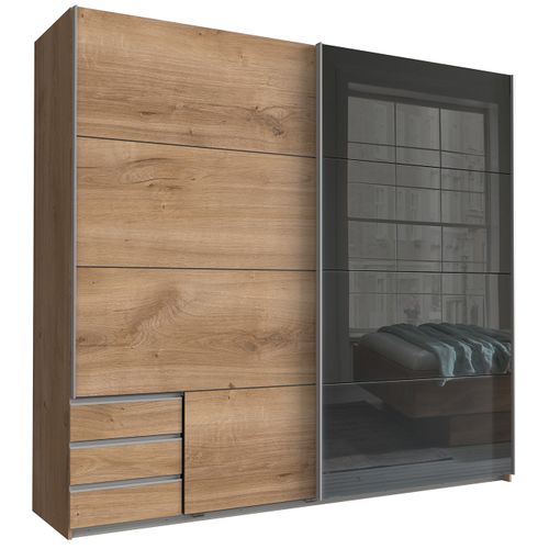 Chambre à Coucher Complète Adulte (lit Queen Size + 2 Chevets + 2 Tiroirs + Armoire + Commode)