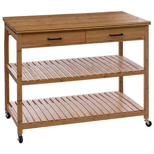 Ilot De Cuisine, Meuble De Cuisine En Bois Coloris Naturel -  L 90 X P 60 X H 108 Cm