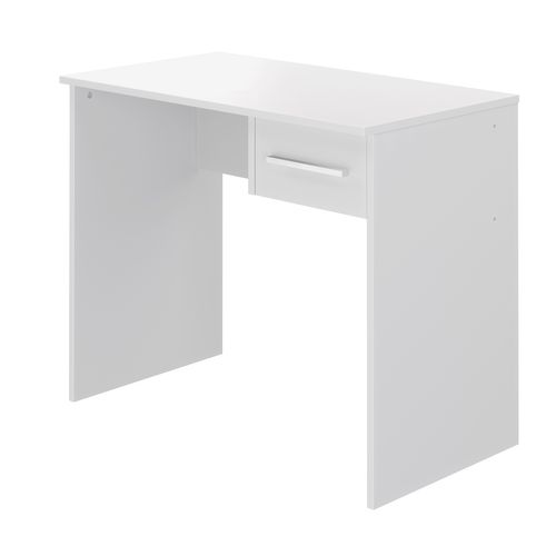 Bureau En Mélamine Coloris Blanc - Longueur 90 X Profondeur 50 X Hauteur 75 Cm