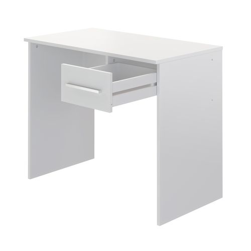 Bureau En Mélamine Coloris Blanc - Longueur 90 X Profondeur 50 X Hauteur 75 Cm