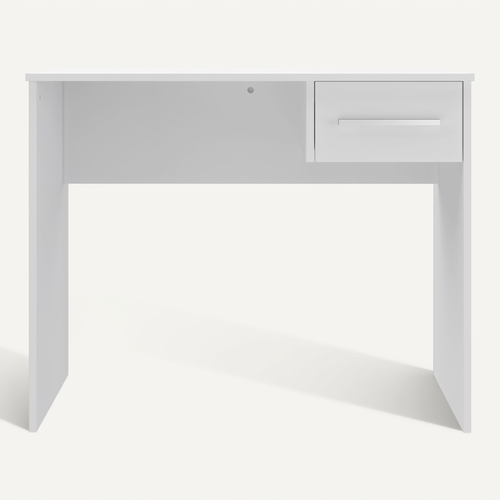 Bureau En Mélamine Coloris Blanc - Longueur 90 X Profondeur 50 X Hauteur 75 Cm