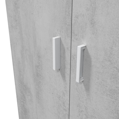 Armoire  Meuble De Rangement coloris blanc mat et gris ciment - H. 182 X L. 80 Cm X P. 37 Cm