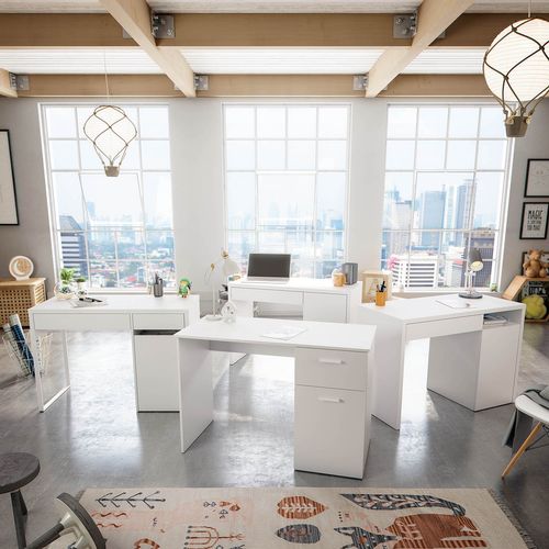 Bureau table d'ordinateur Coloris Blanc Artik - Hauteur 73 X Longueur 108 X Profondeur 50 Cm