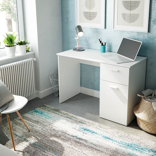Bureau table d'ordinateur Coloris Blanc Artik - Hauteur 73 X Longueur 108 X Profondeur 50 Cm
