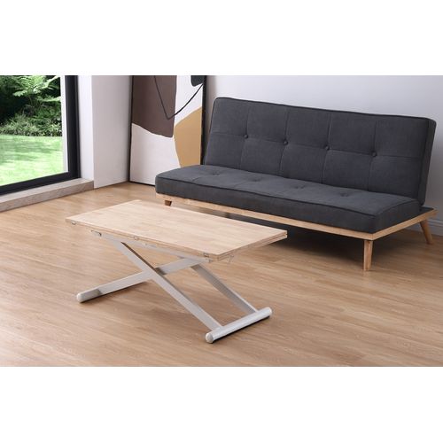 Table Basse Relevable Extensible En Bois Et Métal - L. 110-114 X P. 57-110 X H. 49-76 Cm - Table