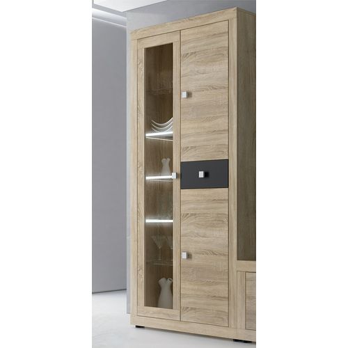 Ensemble De Salon Meuble TV +1 Étagère Murale + Armoire Avec Éclairage LED + Bibliothèque