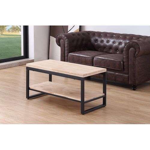 Table Basse Avec Plateau Relevable Et Extensible En Bois De Chêne Avec Pieds En Métal Noir