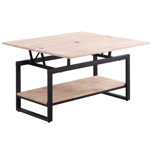 Table Basse Avec Plateau Relevable Et Extensible En Bois De Chêne Avec Pieds En Métal Noir