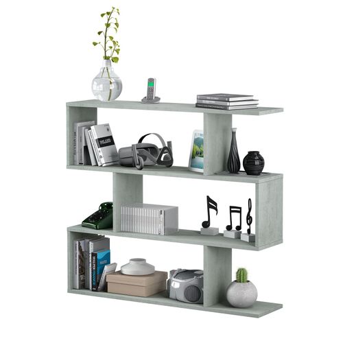 Bibliothèque, Étagère Basse 3 Niveaux En Bois Mélaminé - L. 110 X P. 24 X H. 97 Cm