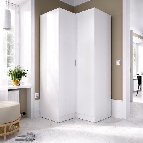 Armoire Dressing D'angle En Panneaux De Particules Mélaminés Coloris Blanc