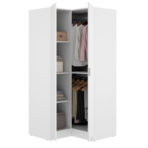 Armoire Dressing D'angle En Panneaux De Particules Mélaminés Coloris Blanc