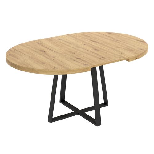 Table à Manger Ronde Extensible En Panneaux De Particules Avec Pieds En Métal Graphite