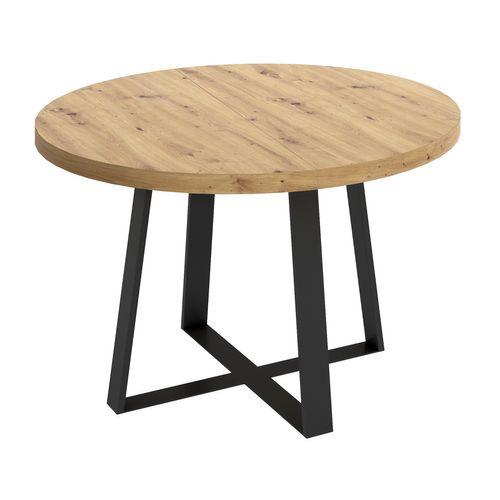 Table à Manger Ronde Extensible En Panneaux De Particules Avec Pieds En Métal Graphite