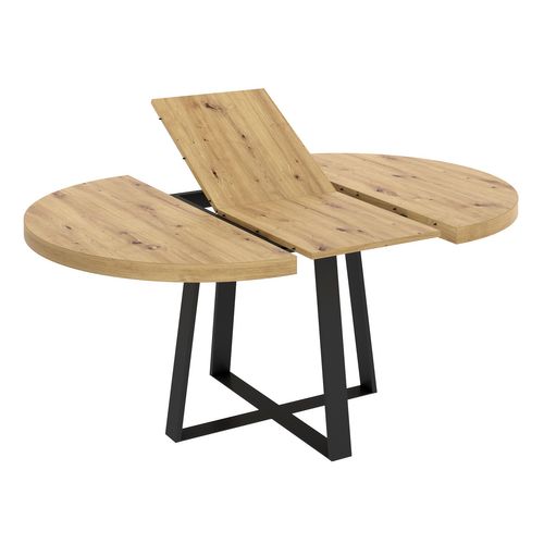 Table à Manger Ronde Extensible En Panneaux De Particules Avec Pieds En Métal Graphite