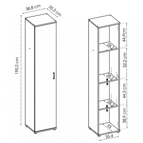 Armoire En Panneaux De Particules Mélaminés Coloris Chêne Naturel - L. 38.8 X P. 35.3 X H. 190.2 Cm