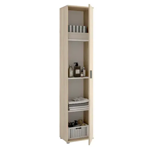 Armoire En Panneaux De Particules Mélaminés Coloris Chêne Naturel - L. 38.8 X P. 35.3 X H. 190.2 Cm