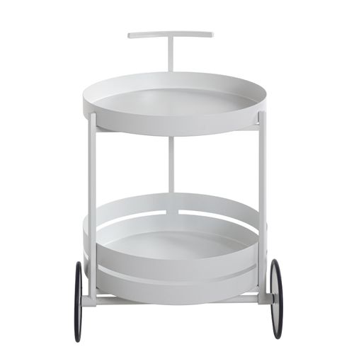 Chariot De Cuisine, Desserte En Métal Coloris Blanc  - Diamètre 42 X Hauteur 62 Cm