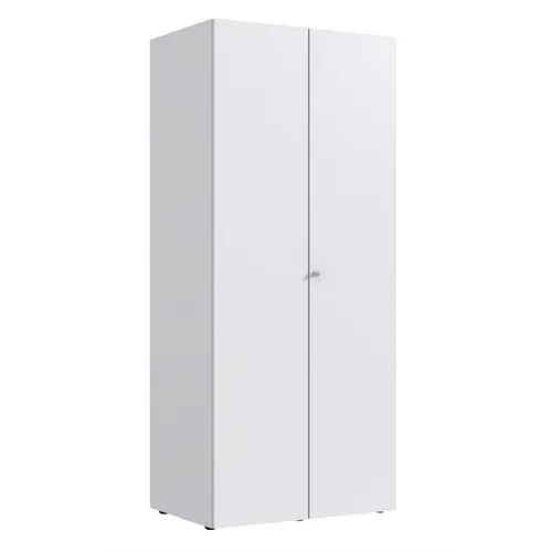 Armoire De Rangement Avec Serrure En Bois Mélamine Coloris Blanc -  L. 80 X H. 185 X P. 54 Cm